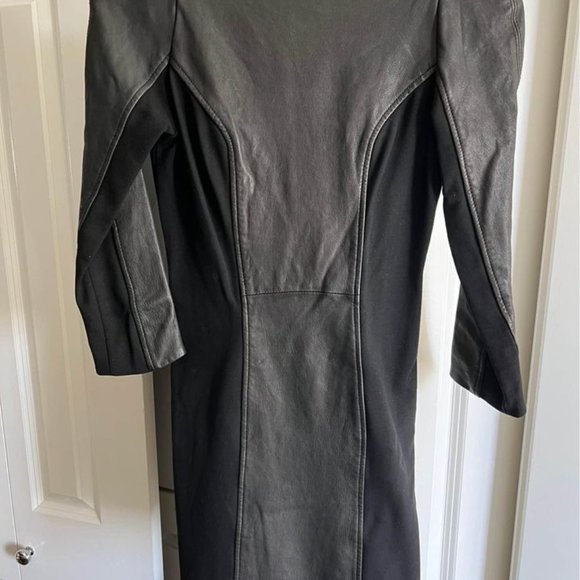 Diane von Furstenberg DVF black jersey leather dress - Picture 8 of 8